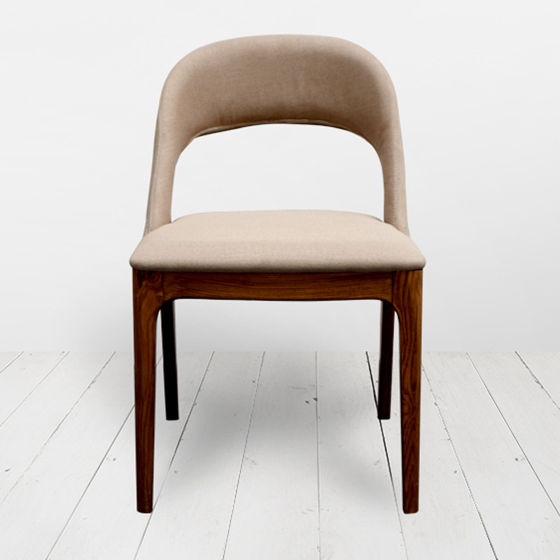 北欧实木个性餐椅简约靠背洽谈椅布艺设计师椅子酒店客厅文艺椅子|ru