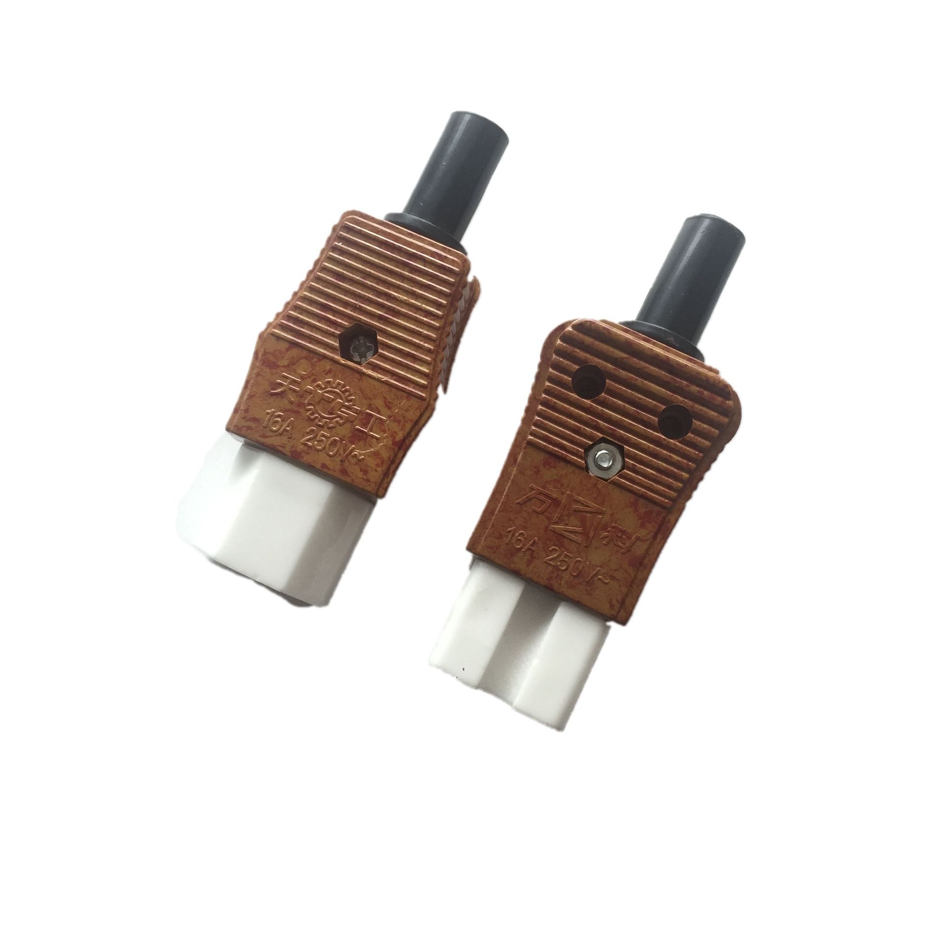 通揚瓷三孔品字插头电源线专用瓷插头耐高温专用瓷三插头电源插头