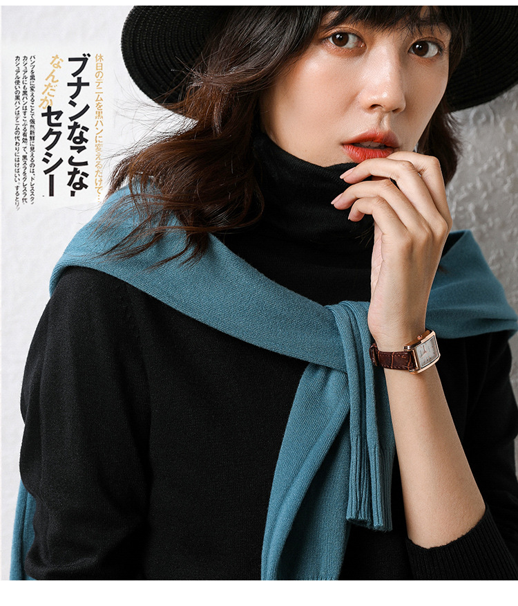 秋冬跨境 2020新款韩版堆堆领套头针织衫内搭打底衫ins潮女式毛衣 pic 21