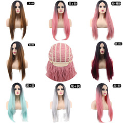 Amazon Wish long straight hair wig coloring anime party synthetic hair system European and American wig wholesale