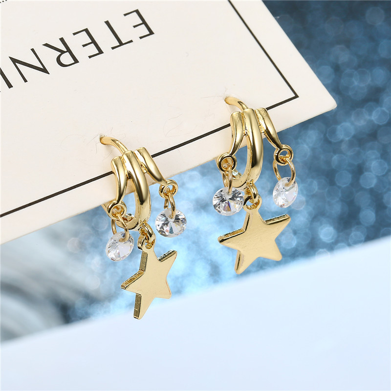 Ornement Europe Et En Amérique Croix Frontière Personnalisé Zircon Mini Hoop Oreille Anneau Pendentif Boucles D'oreilles Paillettes Yeux Xingx display picture 6