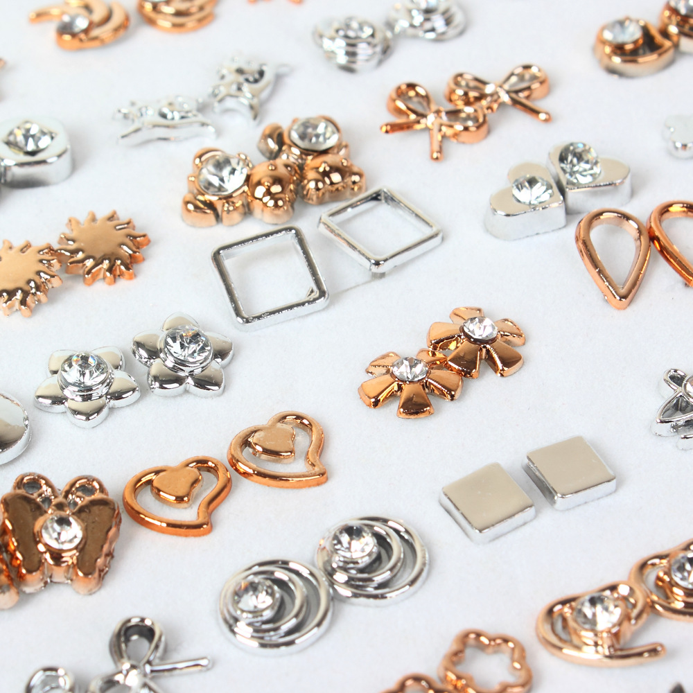 Rhinestones Inlay Material 1 Set Simple Style Geometric Heart Shape Flower Inlay Plastic Rhinestones Ear Studs