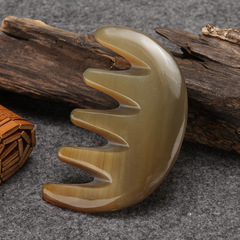 廠家批發氂牛角梳子大號防靜電頭部五指經絡按摩梳寬齒梳