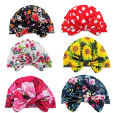 欧美儿童帽 蝴蝶结套头帽 印花宝宝包头帽 新生儿帽子Indian hat