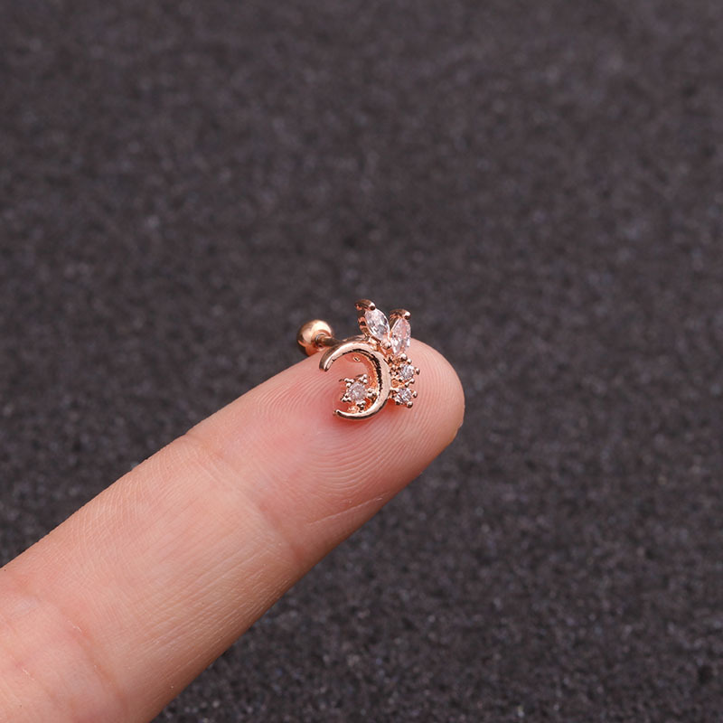 Ear Cartilage Rings & Studs Fashion Star 316 Stainless Steel  Copper Zircon display picture 11