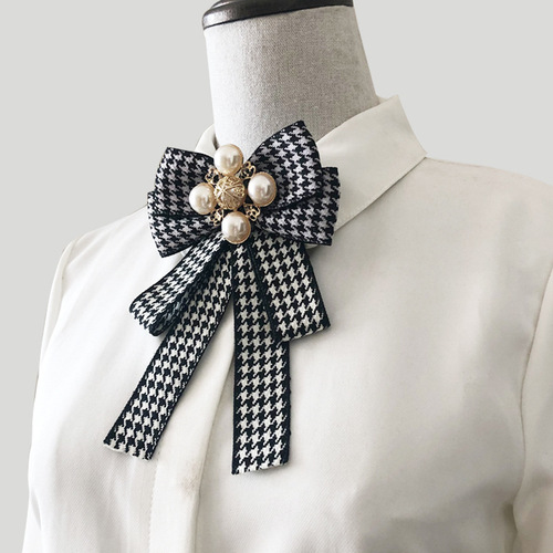 College style graduation photos bow tie for Girls women bowknot is black and white neckties female plover grid JK uniform accessories