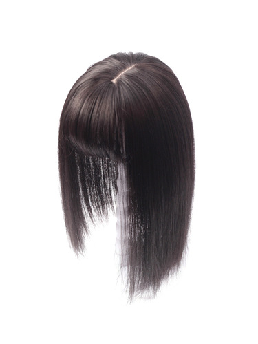 Manufacturer wholesale chemical fiber wig women's air bangs wig piece to cover white hair and top hair replacement piece high temperature wire hair replacement block
