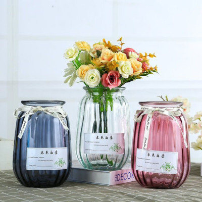 創意玻璃透明花瓶彩色水培植物綠蘿玻璃花瓶客廳裝飾花盆插花擺件