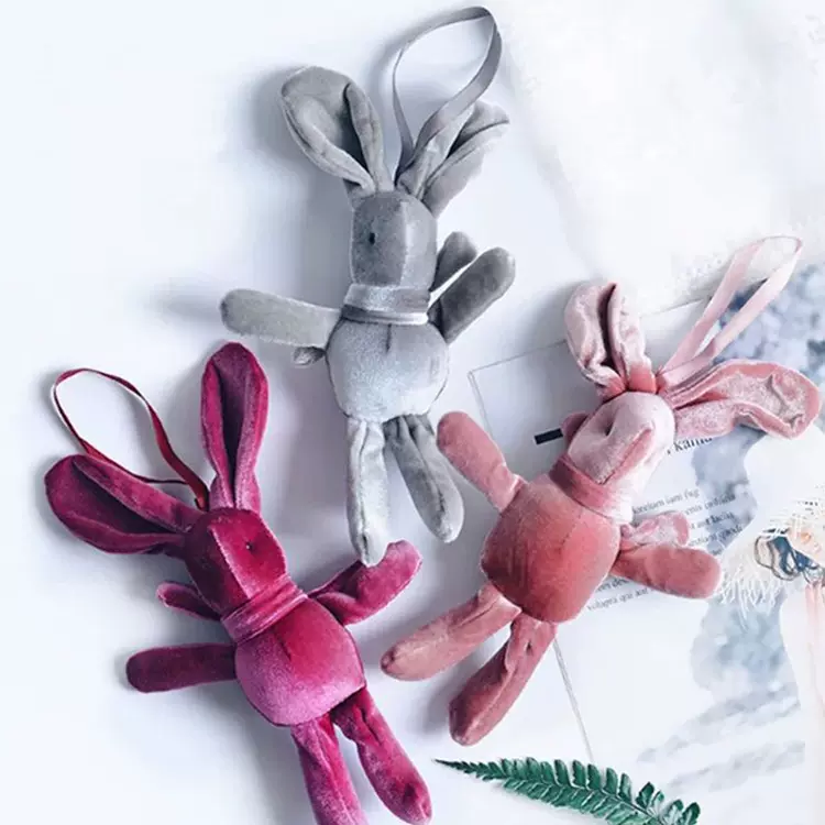 网红韩国绒许愿兔公仔 永生花束兔子毛绒挂件 情人节婚礼伴手礼
