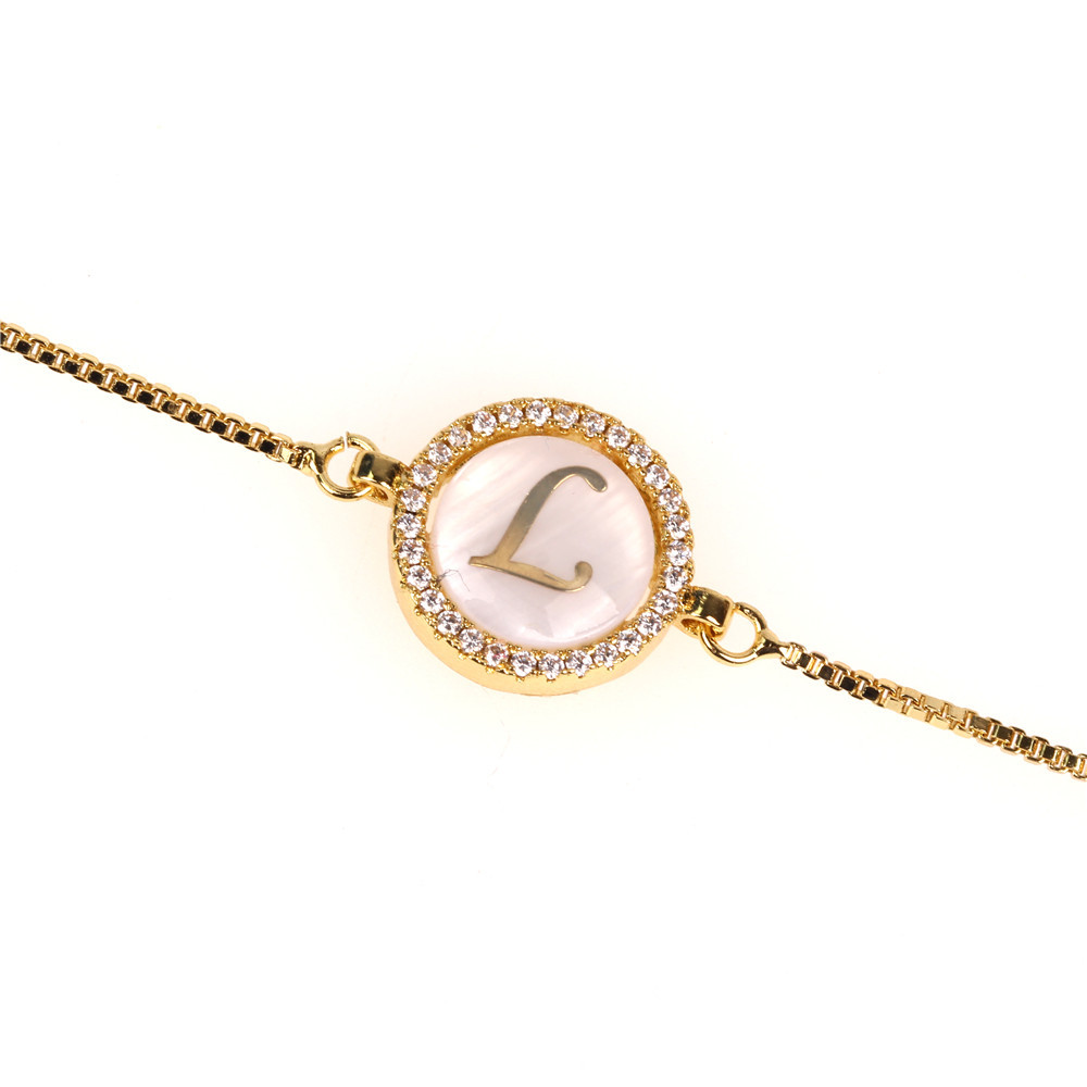 Trend Jewelry Micro-set Diamond Round Shell 26 Letter Bracelet Pull Zircon Bracelet display picture 5