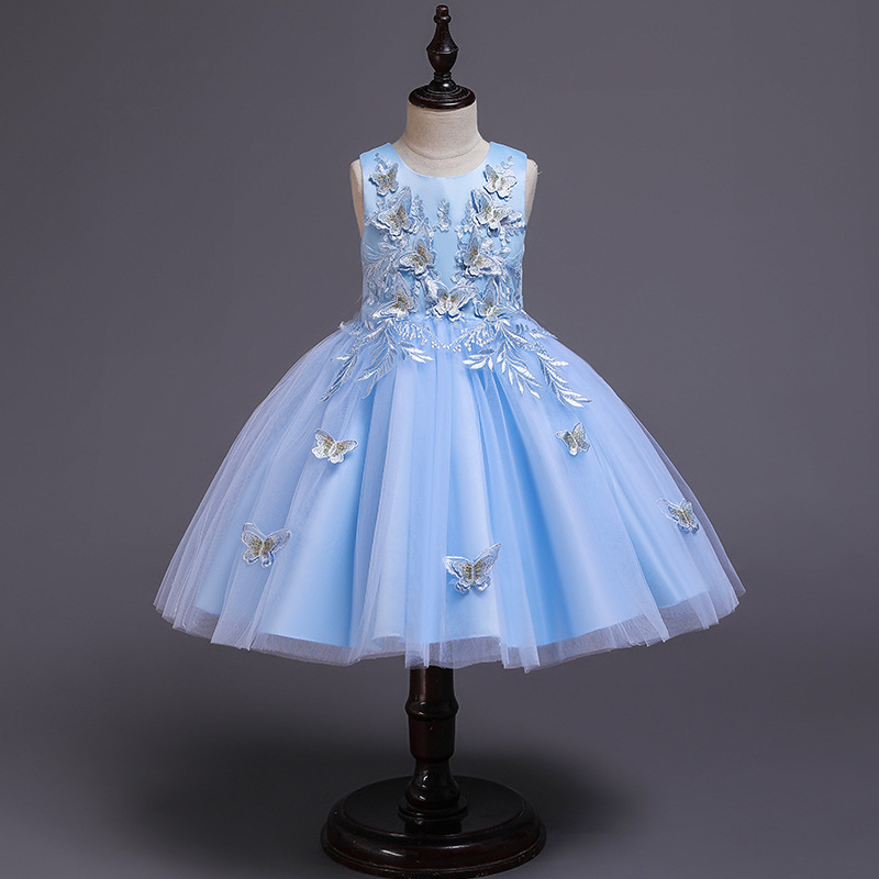 2019 nuevo transfronterizo exclusivo Amazon niñas vestido de mariposa encaje niños vestido de pasarela de una sola pieza entrega