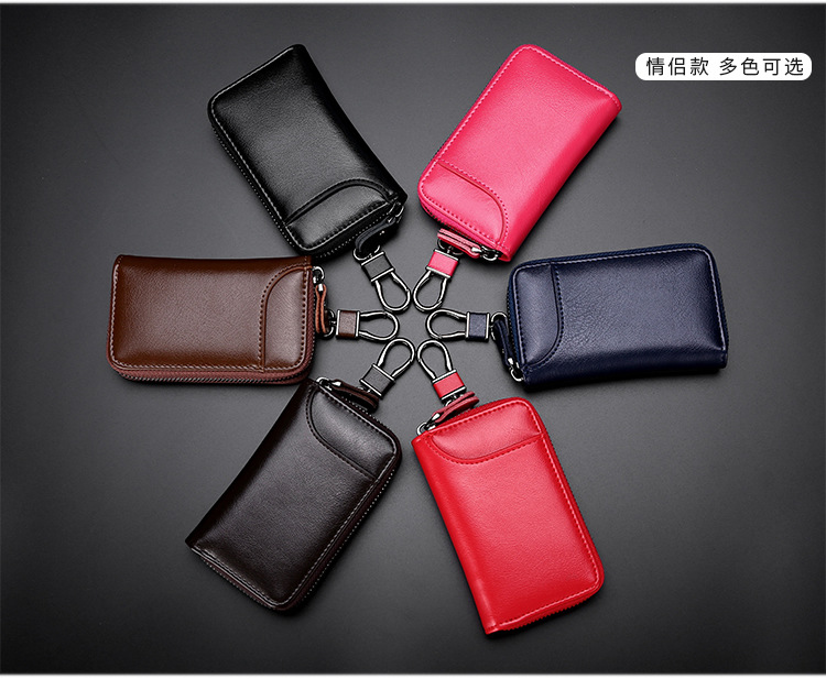 Large-capacity Zipper Car Key Case Waist Leather Card Case Multifunctional Fashion Key Chain display picture 25