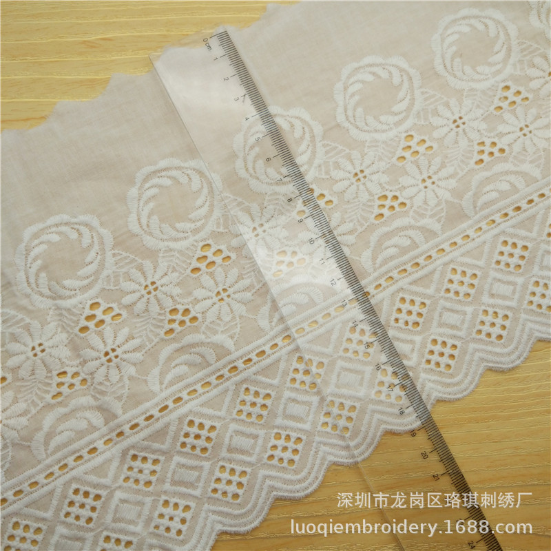 【厂家直销】宽19cm优质娃衣服装裙边辅料家纺配饰纯棉布刺绣花边