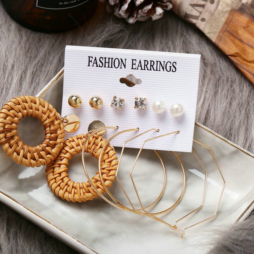 Acrylic Artificial Pearl Circle Tassel Earrings Set 6 Piece Set Hot Selling Earrings Wholesale Nihaojewelry display picture 33