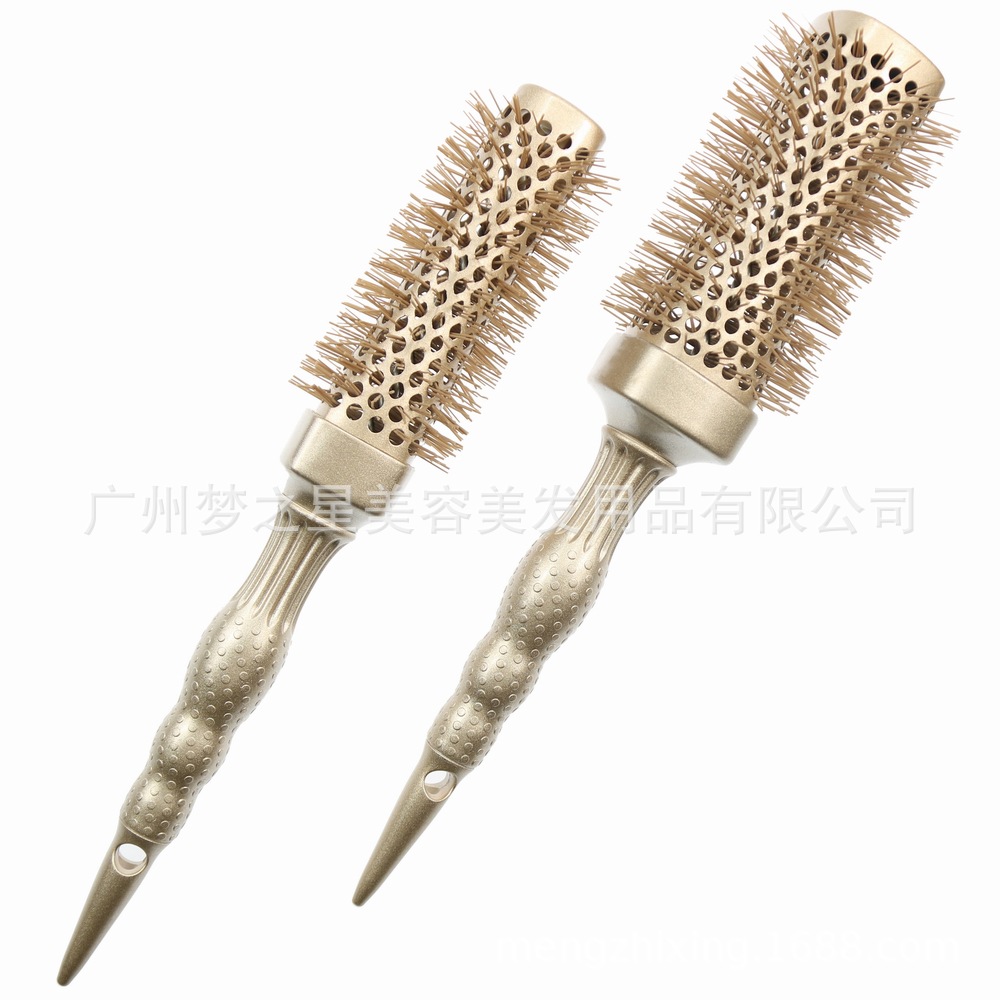 金色四方腰形蓬松陶瓷圓筒尖尾滾梳