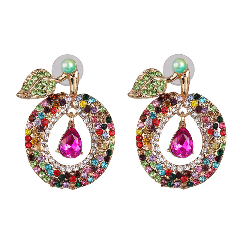 Rhinestone Crystal Plum Earrings Individual Fruit Earrings display picture 7