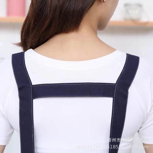 Kitchen canvas apron, custom logo apron, imitation denim solid color apron, custom suspender style waiter smock