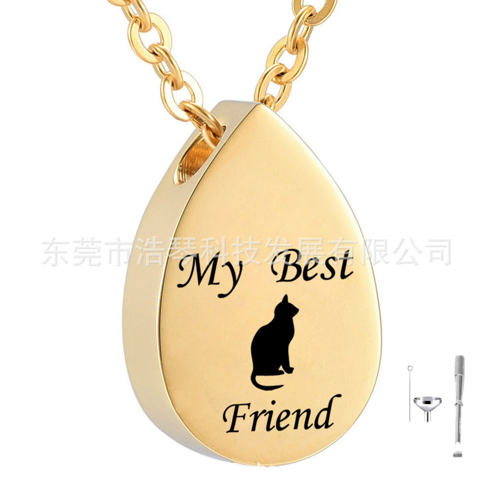 Европейский и американский горячий пепел любимчика ожерелье капли-образный кошка шкатулка кулон кремации ювелирные изделия духи кулон