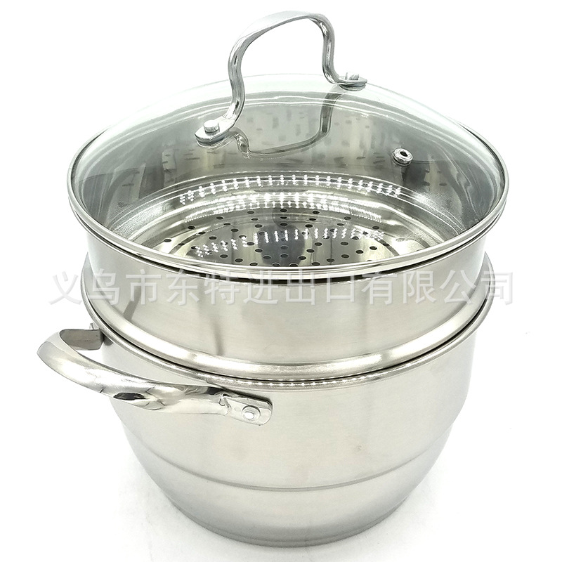 Factory direct sales of new type of soup pot, non-magnetic thickened double-base soup steamer, multi-functional pot, sanding double-layer Korean-style gift pot detail image 4