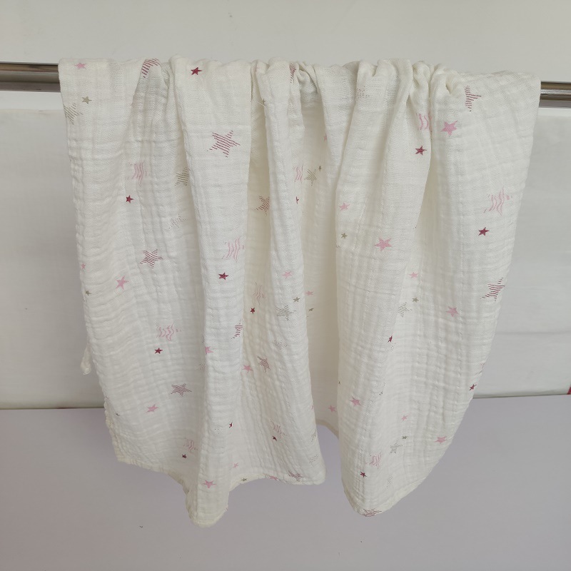 棉双层纱布浴巾水洗起皱包巾方巾洗澡巾婴幼规格110*90|ms