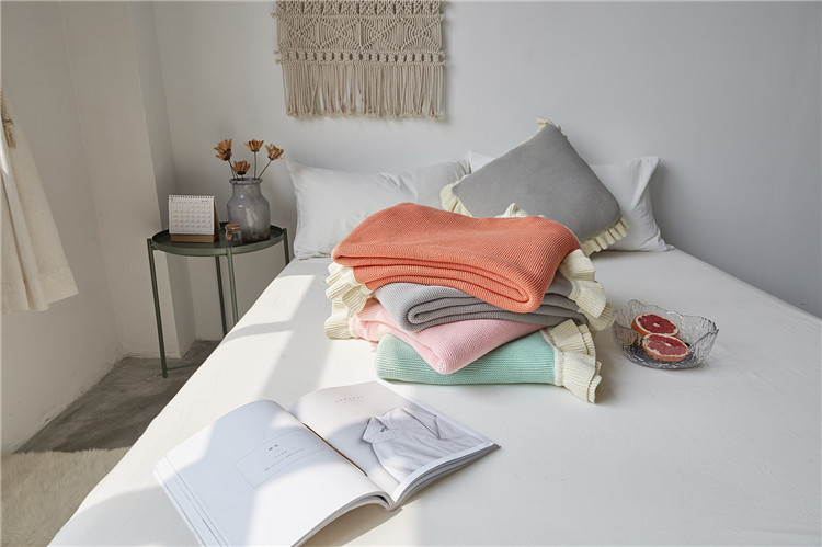 Lehká luxusní severská jednoduchá celobavlněná černá keprová deka do hotelové ložnice, vlněná deka, povlečení_voghion.com