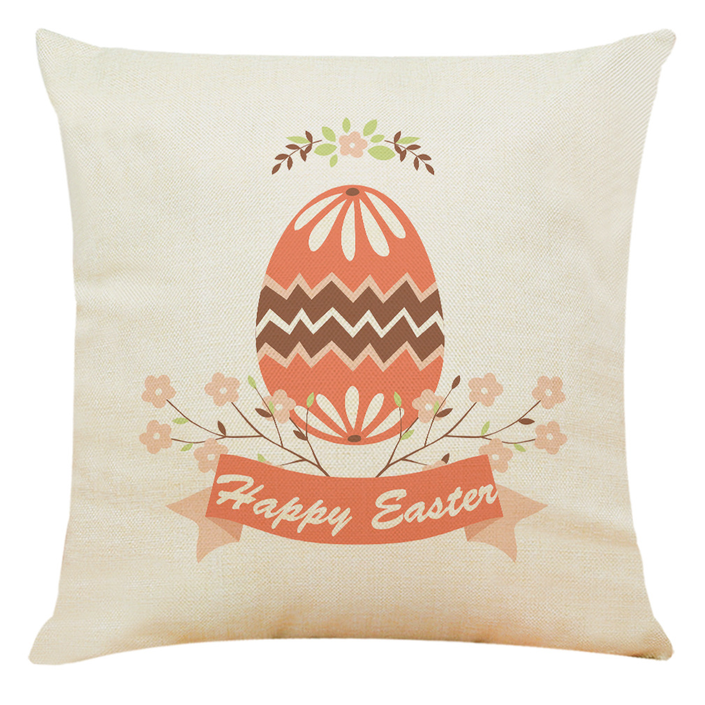 wish 亚马逊复活节系列棉麻抱枕套 汽车抱枕家居沙发靠垫定制