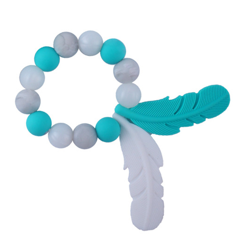 Bebé suministros silicona teether bebé pluma dibujos animados silicona juguete teether chupete Silicona