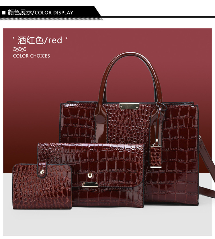 Crocodile Pattern Shoulder Bag Three-piece Set Wholesale Nihaojewelry display picture 1