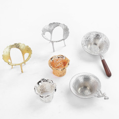 【超低價】 純錫茶濾 手工錘紋防氧化茶漏功夫茶具配件茶漏托組合