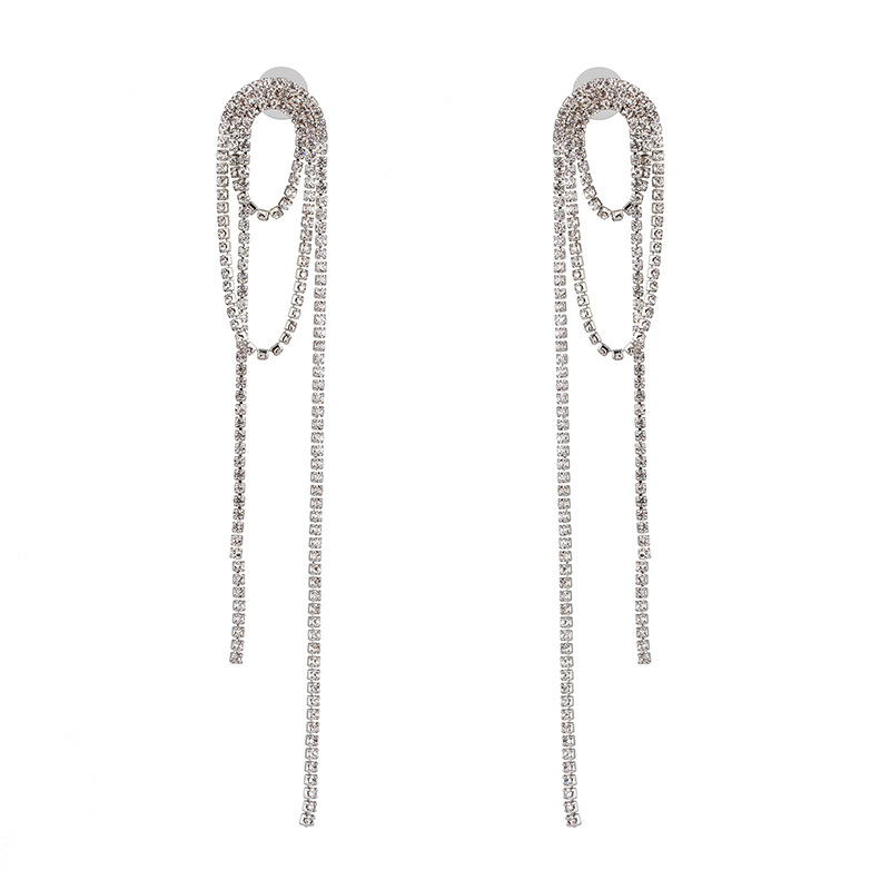 Claw Chain Diamond Tassel Earrings Diamond Earrings Women's Earrings Wholesale display picture 6