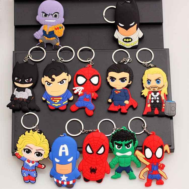 Avengers double-sided keychain pendant Captain America Spider Thor Surprise Captain Hulk Thanos