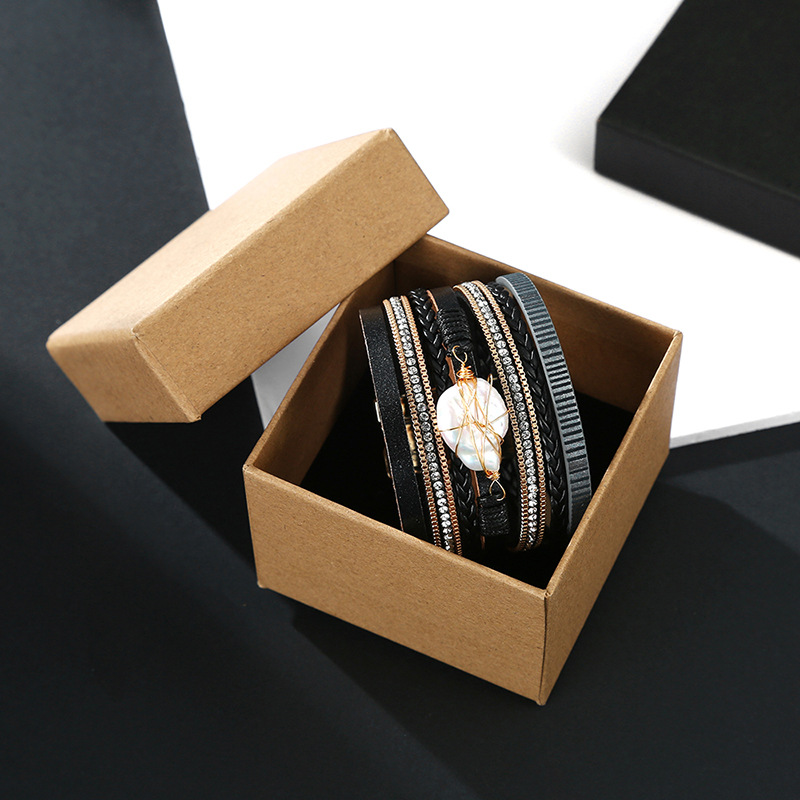 Bohemian fashion pearl tied rope braided bracelet