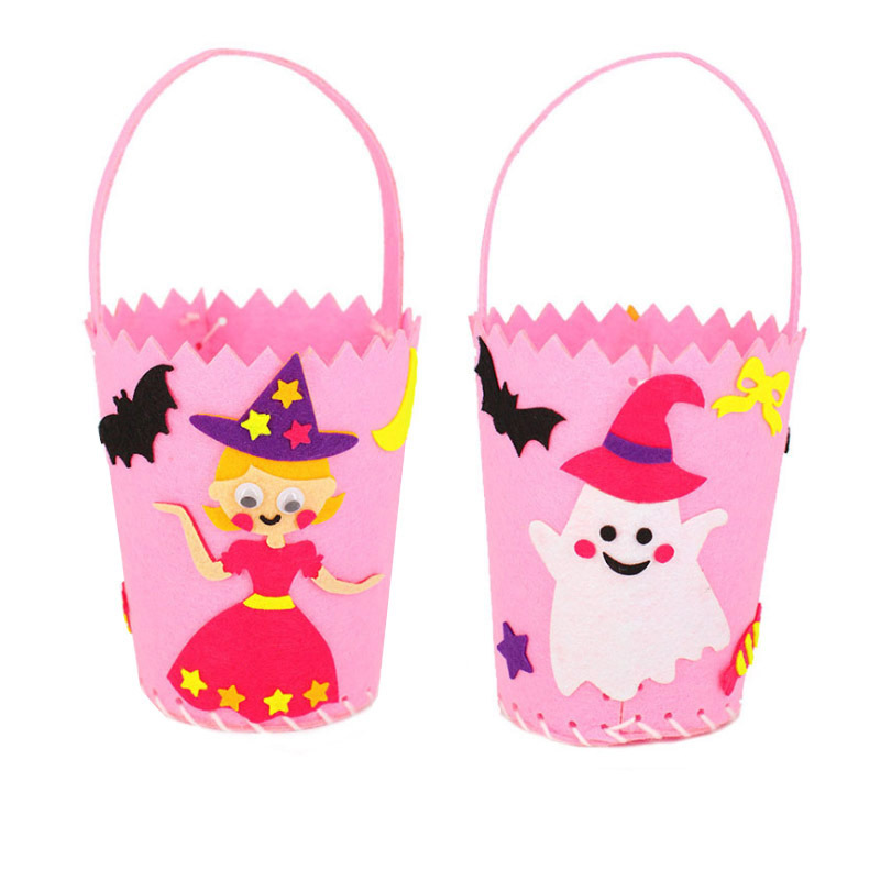 Paquete de material hecho a mano de bricolaje hecho a mano de Halloween hecho en casa de tela no tejida bolsa de calabaza Portátil Bolsa de regalo bolsa de dulces