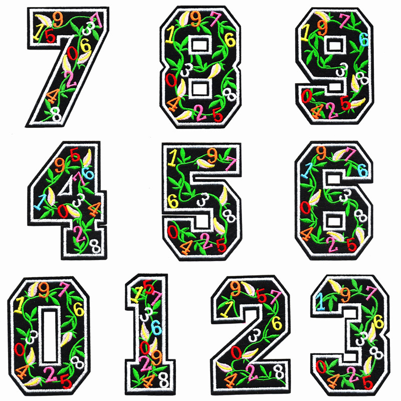 厂家直销刺绣布贴 数字补丁贴  服装辅料DIY时尚卡通亮片电脑绣花