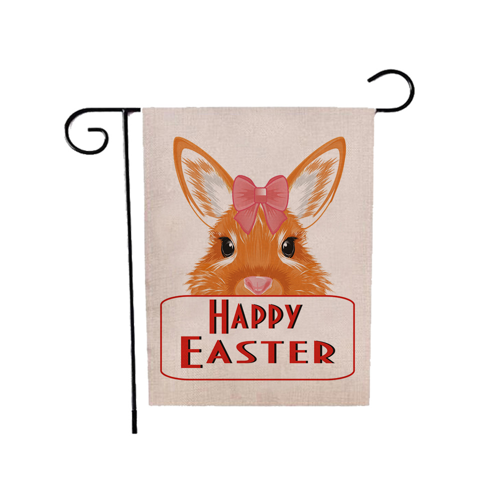 75g Weight Flag Event & Party Supplies 1 Piece, 47*32cm Quantity Linen Material Easter Festival Rabbit, Letter Pattern Cute Style Easter Cute Rabbit Letter Linen Flag Party Supplies Decorations 1 Piece 47*32cm 7