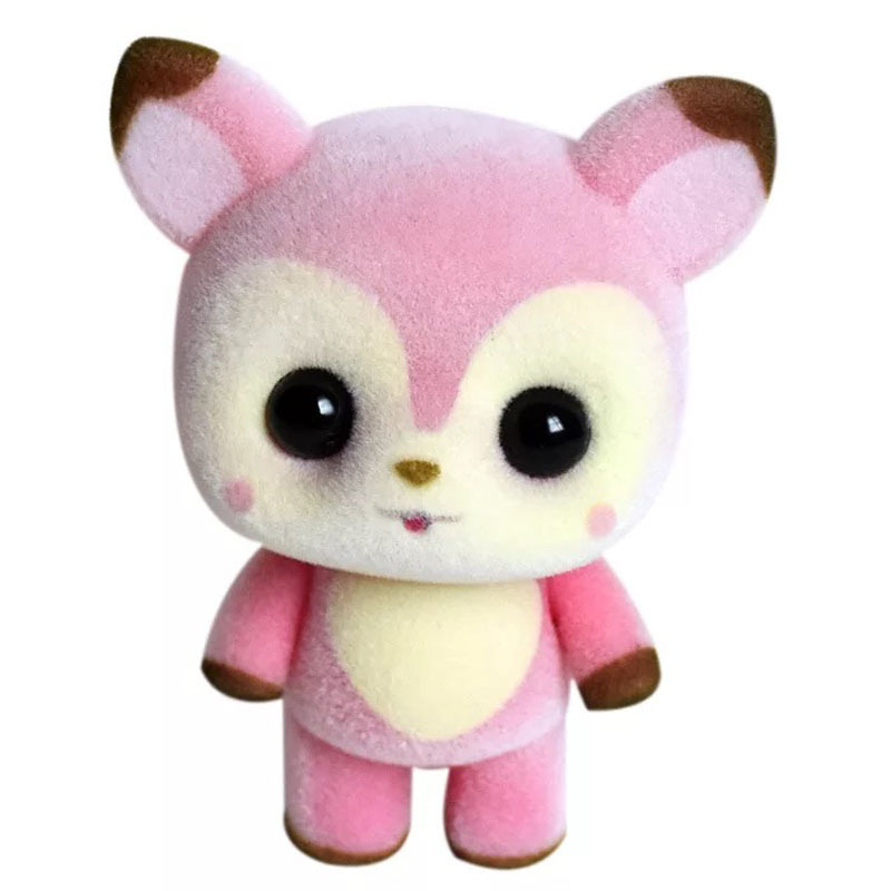 Japonés lindo pequeño animal flocado muñeca de juguete decoración japonés escritorio lindo regalo de la decoración de la joyería