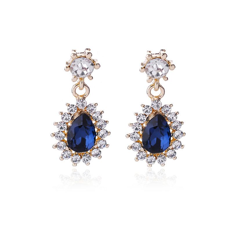 Alloy Material 1 Pair Lady Flower Alloy Inlay Artificial Gemstones Women's Drop Earrings