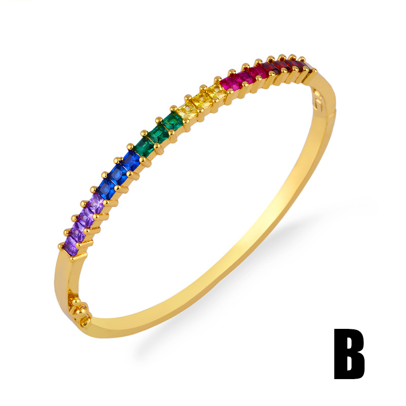 Bracelets Europäische Und Amerikanische Einfache Vergoldete Kupfer-und Diamant Armbänder Ins Internet-promi-farbe Zirkon-handschmuck Weiblich Brb89 display picture 6