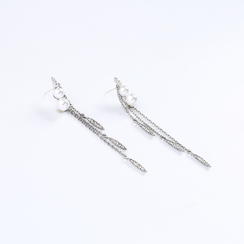 Long Creative Perle Gland Bijoux Boucles D'oreilles Boucles D'oreilles Pour Les Femmes Mode Européenne Et Américaine Slim Visage Boucles D'oreilles Ed01964d display picture 6