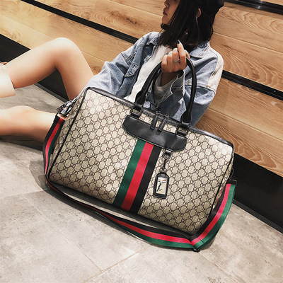 2019 new pattern Occident fashion Female bag printing Big bag Color bar portable One shoulder Inclined shoulder bag lady travel Bag