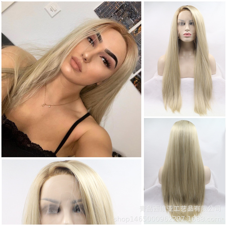 Qingdao Sivia hand hook front lace chemical fiber wig mid-divided…