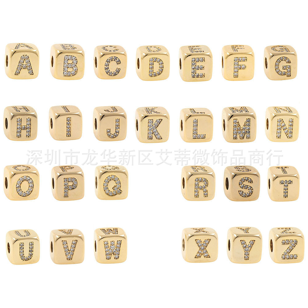 Copper square ecological dice perforated with letters