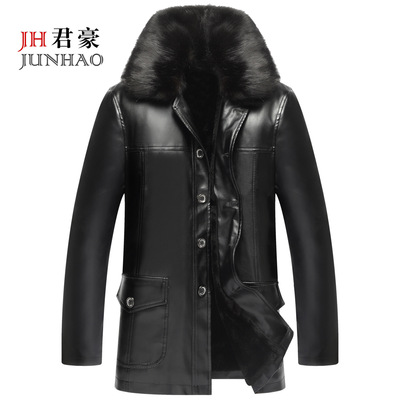 2020冬季新款加厚加绒中老年五扣男式PU皮皮衣男 跑江湖冲货批发|ru