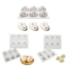 Easter 6-piece large, medium and small rabbit mousse silicone cake mold Internet celebrity diy baking mold