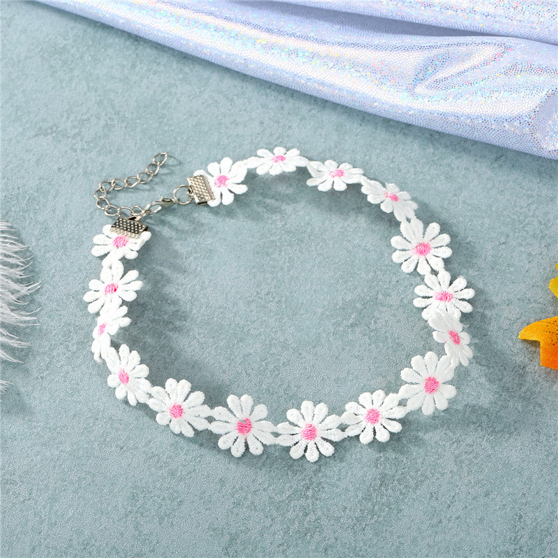 Korea Sun Flower Cotton Choker Necklace Collar Short Necklace Color Flower Clavicle Chain display picture 5