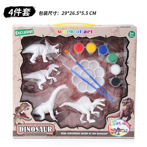 Children's diy coloring dinosaur model paint graffiti white model dinosaur wholesale hot selling painted dinosaur educational toys