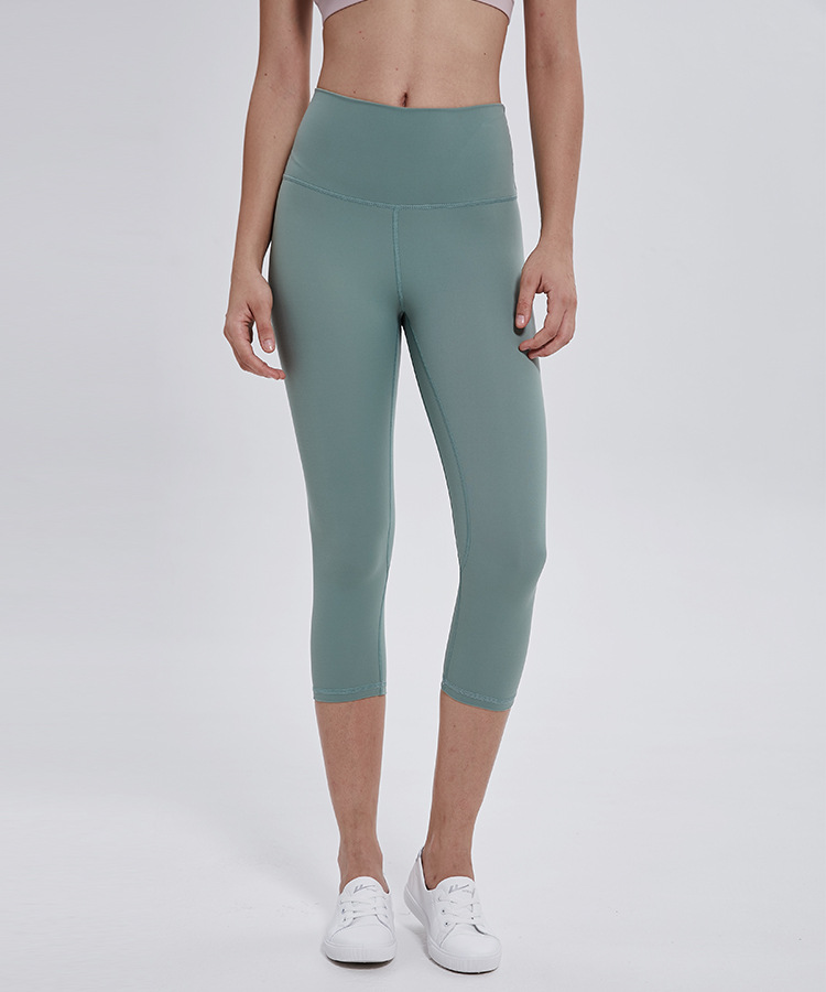 Pantalon de Yoga Double face, simple mouture, couleur chair, Capris, sport, course à pied, Fitness, collants élastiques à séchage rapide, nouvelle collection 2022_voghion.com