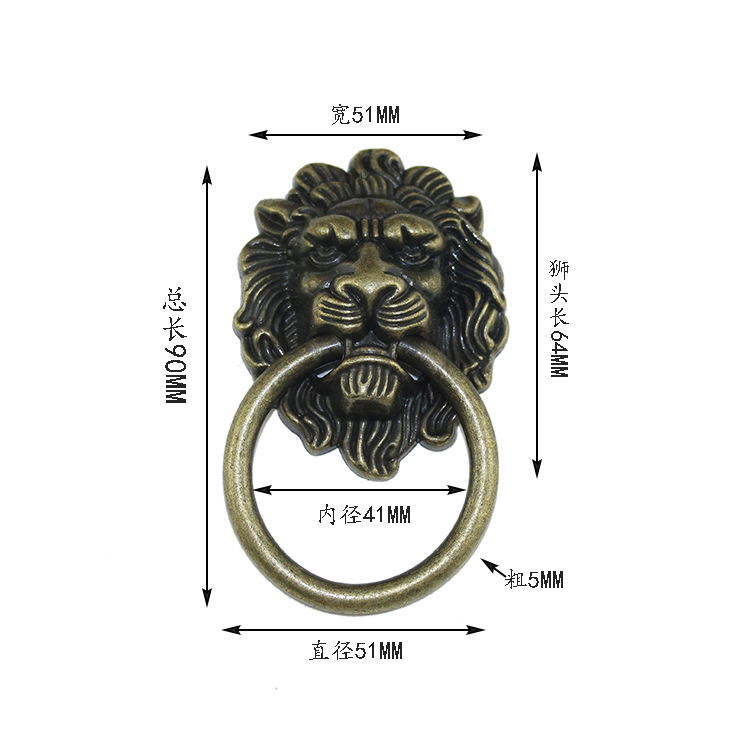 90MM 青古铜狮子头1