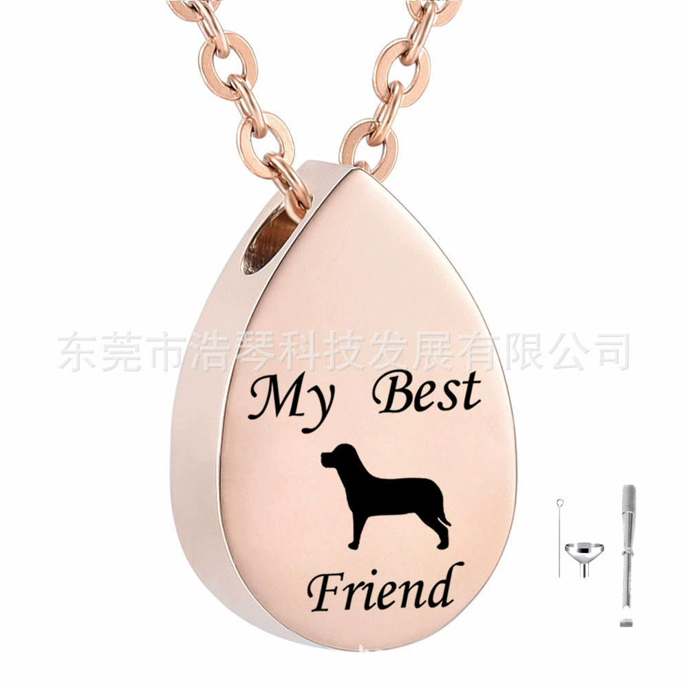 Европейский и американский горячий продавать пепел ожерелье воды капли в форме собаки cinerary шкатулка кулон кремации ювелирные изделия флакон ювелирные изделия