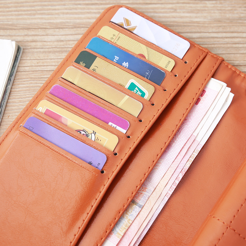 Leather Large-capacity Clutch Bag Elongated Concealed Buckle Wallet Card Holder display picture 9